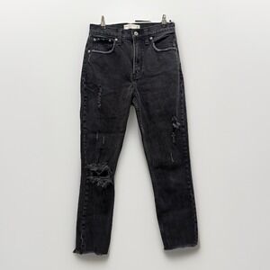 Abercrombie‎ & Fitch The Mom High rise Jean Black Grunge Streetwear Size 26 2R
